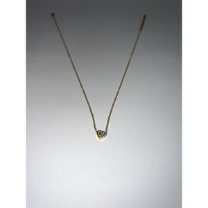 Gold Tone Cable Chain Necklace w/ Brushed Heart Pendant Symbol-K – 16" To 18"